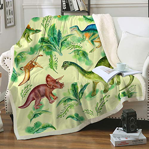 Cold Movie Theater or Traveling Sofa Camping A for Your Family and Friends . Beautiful Prehistoric Forest Dinosaur Sofa Blanket is Suitable for Bed 